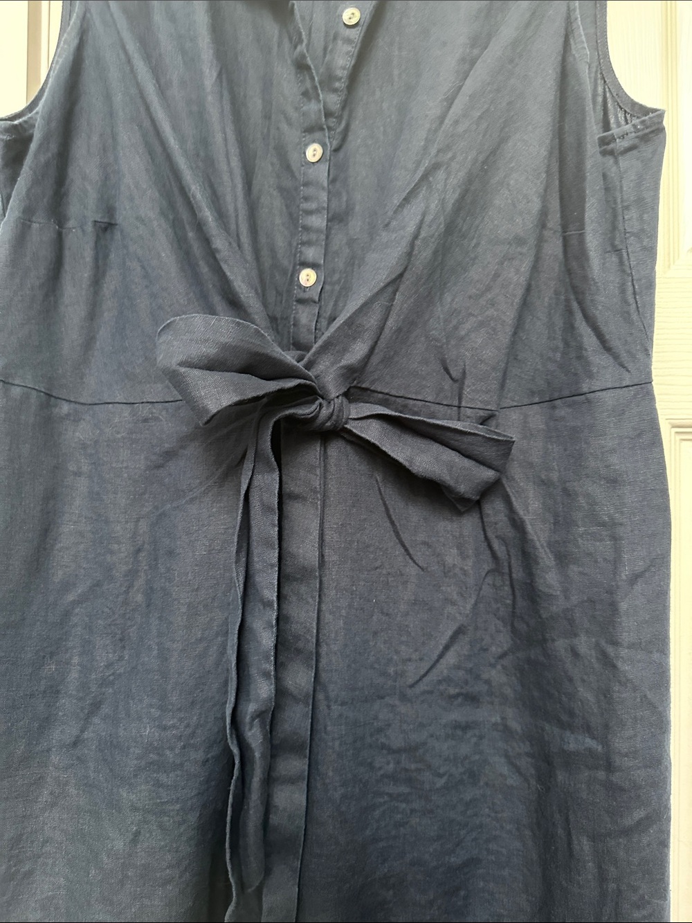 J. Jill Navy Sleeveless Button-Front Tie-Waist Maxi Dress - Picture 3 of 4